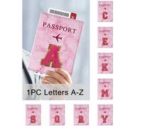 Shein 1 pieza Funda protectora para pasaporte bordada con rosas en color rojo, con las primeras letras del alfabeto de la A a la Z impresas, cartera para pa