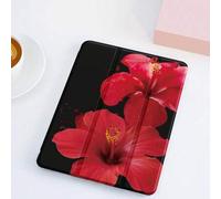 Shein 1 pieza Funda protectora para tableta con estampado de flor roja sobre fondo negro, compatible con iPad 10.2", iPad Pro 11" 2021/2020/10a generación,