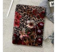 Shein 1 pieza Funda protectora plana con estampado de leopardo y flores, compatible con iPad 10.2 pulgadas 2021/2020 iPad 10th/9th/8th Gen, iPad (A16) 11 pu