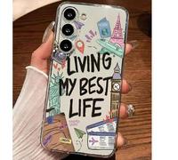 Shein 1 pieza Funda protectora suave para teléfono con diseño de boleto de avión "Vive tu mejor vida" compatible con Huawei, Honor, Galaxy A04e/12/A13/A14/A