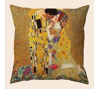 Shein 1 pieza Fundada de almohada estilo Art Nouveau de lujo con diseño de la pintura "El Beso" de Klimt, de 44.96 cm x 44.96 cm, impresión de un solo lado,