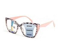Shein 1 pieza Gafas de lectura con marco grande y progresión multifocal con diseño de ojo de gato, diseño de estampado de leopardo talla grande vendido, con