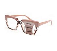 Shein 1 pieza Gafas de lectura de montura grande con diseño de ojo de gato y progresión multifocal, con bisagras de resorte cómodas y diseño de estampado de