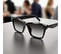 Shein 1 pieza Gafas de moda urbana para mujer SAINT LAURENT, con diseño asimétrico en negro, aptas tanto para hombres como para mujeres. Adecuadas para viaj