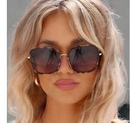 Shein 1 pieza Gafas de sol de mujer con marco metálico de leopardo, diseño único de doble rayo, protección UV completa, adecuadas para conducir, acampar, va