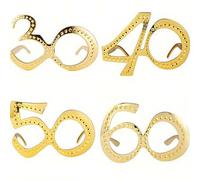 Shein 1 pieza Gafas digitales de 30, 40, 50, 60 años - Montura dorada, accesorio divertido para fotos, adecuado para decoraciones de fiesta de hitos, disfra