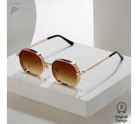 Shein 1 pieza Gafas geométricas de metal para hombre/mujer, con estilo callejero de moda para interiores/exteriores en negro, oro, plata, marrón, aptas para