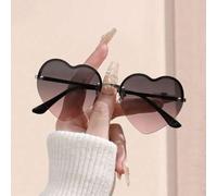 Shein 1 pieza Gafas sin montura con lentes en degradado rosa y gris con forma de corazón, estilo de fiesta de chica encantadora, mejor amiga, para mujeres -