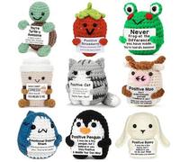 Shein 1 pieza Gato Positivo, Pingüino Girasol Pato Ornamento de Ganchillo con Tarjeta Positiva, Transmitiendo Fuerza Emocional e Inspiración. Este Animal de