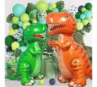 Shein 1 pieza Globo adorable de dinosaurio Tiranosaurio Rex 3D para decoración de fiesta de cumpleaños, globo de animal T-Rex verde/rojo, globo de dinosauri