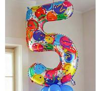 Shein 1 pieza Globo con número de 40 pulgadas de colores, globo gigante de película de poliéster de gran tamaño con helio de colores, decoración de globo de