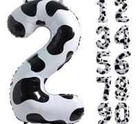 Shein 1 pieza Globo con número de estampado de vaca - Globos de lámina de aluminio digitales jumbo para decoraciones de cumpleaños, telón de fondo para foto