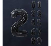 Shein 1 pieza Globo de 32 pulgadas desechable con forma digital en PE, decorativo clásico negro para fiestas de cumpleaños, bodas, Navidad y celebraciones