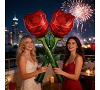 Shein 1 pieza Globo de aluminio con forma de rosa roja gigante, globo de flor de aluminio cuadrado de 59 pulgadas para cumpleaños, boda, Día de San Valentín