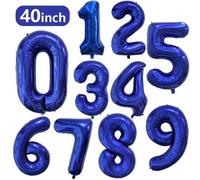 Shein 1 pieza Globo de aluminio de poliéster azul marino de 40 pulgadas (101.6 cm)/16 pulgadas, globo digital de helio gigante, globo digital de noche azul,