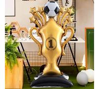 Shein 1 pieza Globo de aluminio gigante en forma de trofeo de fútbol, decoración con globo con tema de fútbol, globo de trofeo, adecuado para decoración de