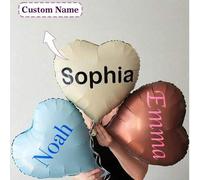 Shein 1 pieza Globo de corazón de lámina personalizable, se puede personalizar con nombre, globo de corazón mate brillante, globo de San Valentín, globo de