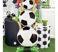 Shein 1 pieza Globo de fútbol, Globo de aluminio de fútbol de 5 estrellas de pie, Adecuado para partido de fútbol, decoración de fiesta de cumpleaños, fiest