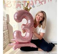 Shein 1 pieza Globo de lámina con número 42 pulgadas de color rosa 4D de gran tamaño, accesorio decorativo para escenario de cumpleaños, fotos de aniversari