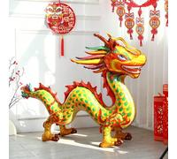 Shein 1 pieza Globo de lámina de dragón 3D grande de pie, globo de dragón chino para decoración de fiesta de Año Nuevo chino, decoración del hogar, suminist