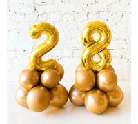 Shein 1 pieza Globo de número de 16 pulgadas con lámina de oro, globo de película de poliéster con números del 0 al 9, adecuado para decoración de cumpleaño