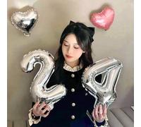 Shein 1 pieza Globo de número de 16 pulgadas de plata, globo de película de poliéster de lámina de plata, números del 0 al 9, adecuado para decoración de cu