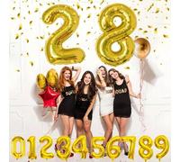 Shein 1 pieza Globo de número sólido de color dorado de 32/40 pulgadas, globos de dígitos de poliéster de gran tamaño del 0 al 9, globos decorativos, reutil
