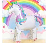 Shein 1 pieza Globo de unicornio de lámina autosoportado con ruedas, globo de lámina de unicornio lindo para decoración de cumpleaños, suministros para fies