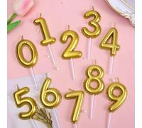 Shein 1 pieza Globo decorativo floral dorado, Velas con números de cumpleaños del 0 al 9 pintadas a mano, Decoración para tarta de cumpleaños, Decoración pa