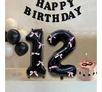 Shein 1 pieza Globo digital de mariposa negro y rosa de 32 pulgadas para celebrar el cumpleaños 18 y 20, globos de aluminio aptos para la decoración del lug