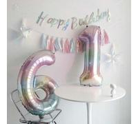 Shein 1 pieza Globo gigante con número de 40 pulgadas en degradado de colores del arcoíris, decoración y accesorio para fotografías de cumpleaños