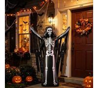 Shein 1 pieza Globo inflable de pie con forma de esqueleto de la Parca para Halloween, globo inflable de fantasma de pie, decoración para fiesta de Hallowee
