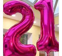 Shein 1 pieza Globo número 40 pulgadas color rosa intenso, globo gigante de película de poliéster helio de color rosa intenso brillante, adecuado para fiest