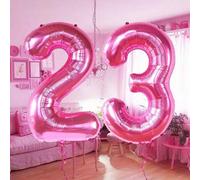 Shein 1 pieza Globo número de 32/40 pulgadas de color rosa claro, globo de helio de poliéster de gran tamaño de color rosa brillante, adecuado para decoraci