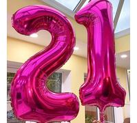 Shein 1 pieza Globo número de 32/40 pulgadas de color rosa intenso, globo de poliéster gigante de tamaño grande con helio de color rosa brillante para fiest