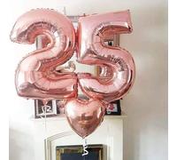 Shein 1 pieza Globo número de 32 pulgadas en color oro rosa, para decoraciones de cumpleaños, bodas, aniversarios, fiestas, volver a la escuela, Día de San