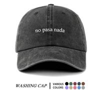 Shein 1 pieza Gorra de béisbol con eslogan impreso "No Pasa Nada", divertido proverbio español, gorra versátil de moda unisex para exteriores con visera de