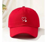 Shein 1 pieza Gorra de béisbol con estampado de corazón doble rojo, sombrero de sol esencial unisex para exteriores