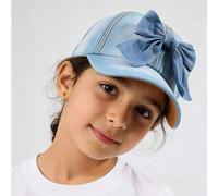 Shein 1 pieza Gorra de béisbol con lazo para niños, Gorra de malla para niñas, Adecuada para todo el año, Ideal para ciclismo al aire libre, compras, camina