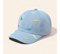 Shein 1 pieza Gorra de béisbol de dinosaurio para bebés niños y niñas, sombrero de sol bordado de colores con correa ajustable, sombrero de playa esencial p