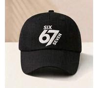 Shein 1 pieza Gorra de béisbol negra, Gorra de juego divertida 67 Boy, Gorra de juego de la 6a y 7a generación Alpha 67, Gorra de béisbol negra ajustable pa
