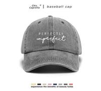 Shein 1 pieza Gorra de béisbol unisex lavada con estampado "PERFECTAMENTE IMPERFECTO", sombrero de sol ligero y transpirable ajustable adecuado para exterio