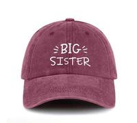 Shein 1 pieza Gorra de béisbol vintage lavada unisex con estampado de eslogan "BIG SISTER" dibujado a mano, gorra de papá ajustable y desgastada, adecuada p