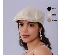 Shein 1 pieza Gorra de estilo periodista de unicolor, de tela suave, diseño unisex, adecuada para primavera, otoño, verano, playa, sombrero