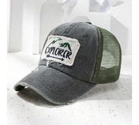 Shein 1 pieza Gorra de malla de letra de parche con diseño desgastado para hombre