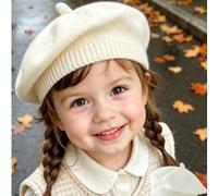 Shein 1 pieza Gorro boina de punto de unicolor para niños pequeños, gorro de punto suave y elástico para bebés de 1-4 años, gorro de invierno lindo y liso p