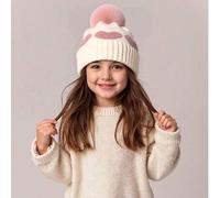 Shein 1 pieza Gorro de bebé de doble capa acolchado con tejido jacquard con diseño de corazón, gorro de punto lindo y cálido para niñas