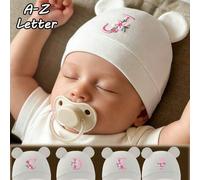 Shein 1 pieza Gorro de bebé ligero con 26 flores y diseño de oso, diseño adorable de orejas, suave y cómodo, transpirable, adecuado para bebés de 0 a 3 mese