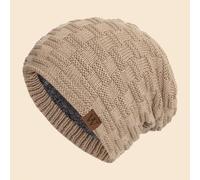 Shein 1 pieza Gorro de invierno cálido de punto para hombres con forro térmico y diseño a prueba de viento, adecuado para viajes y uso diario, gorro de punt