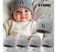 Shein 1 pieza Gorro de punto con 26 letras para recién nacido, Gorro de punto para niños otoño/invierno, Gorro unisex para bebé, Gorro elástico para niños p